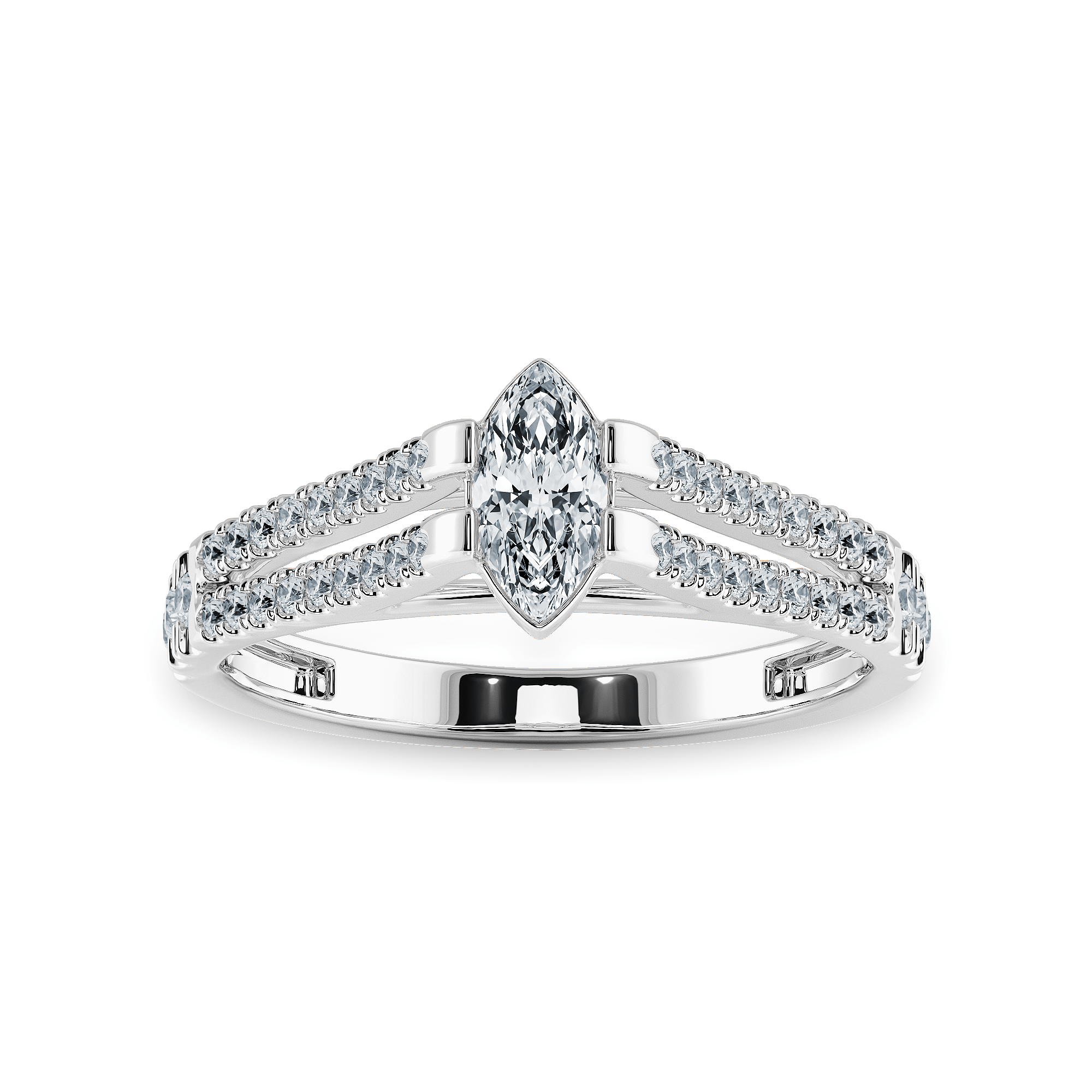 Jewelove™ Rings I VS / Women's Band only 0.70cts Marquise Cut Solitaire Diamond Split Shank Platinum Ring JL PT 1184-B