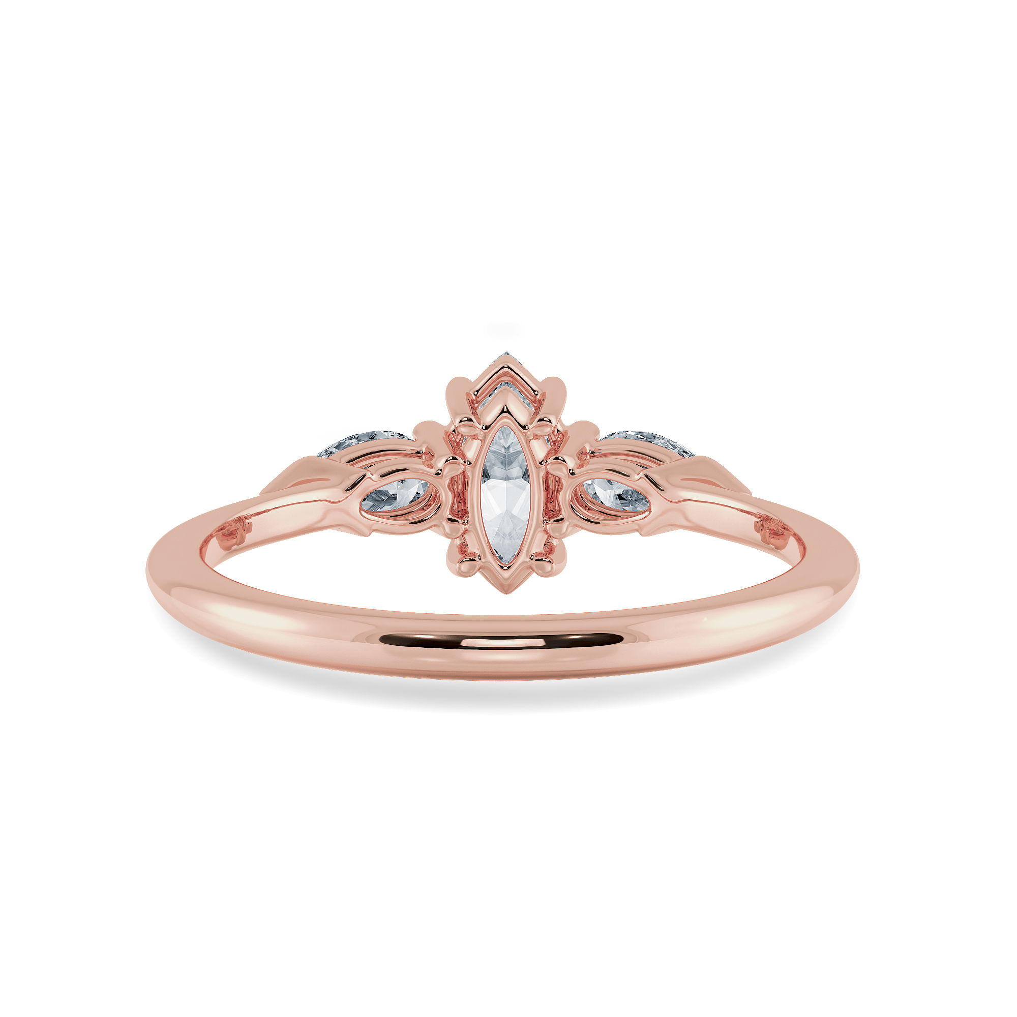 Jewelove™ Rings Women's Band only / VS I 0.70cts. Marquise Cut Solitaire with Pear Cut Diamond Accents 18K Rose Gold Ring JL AU 1208R-B