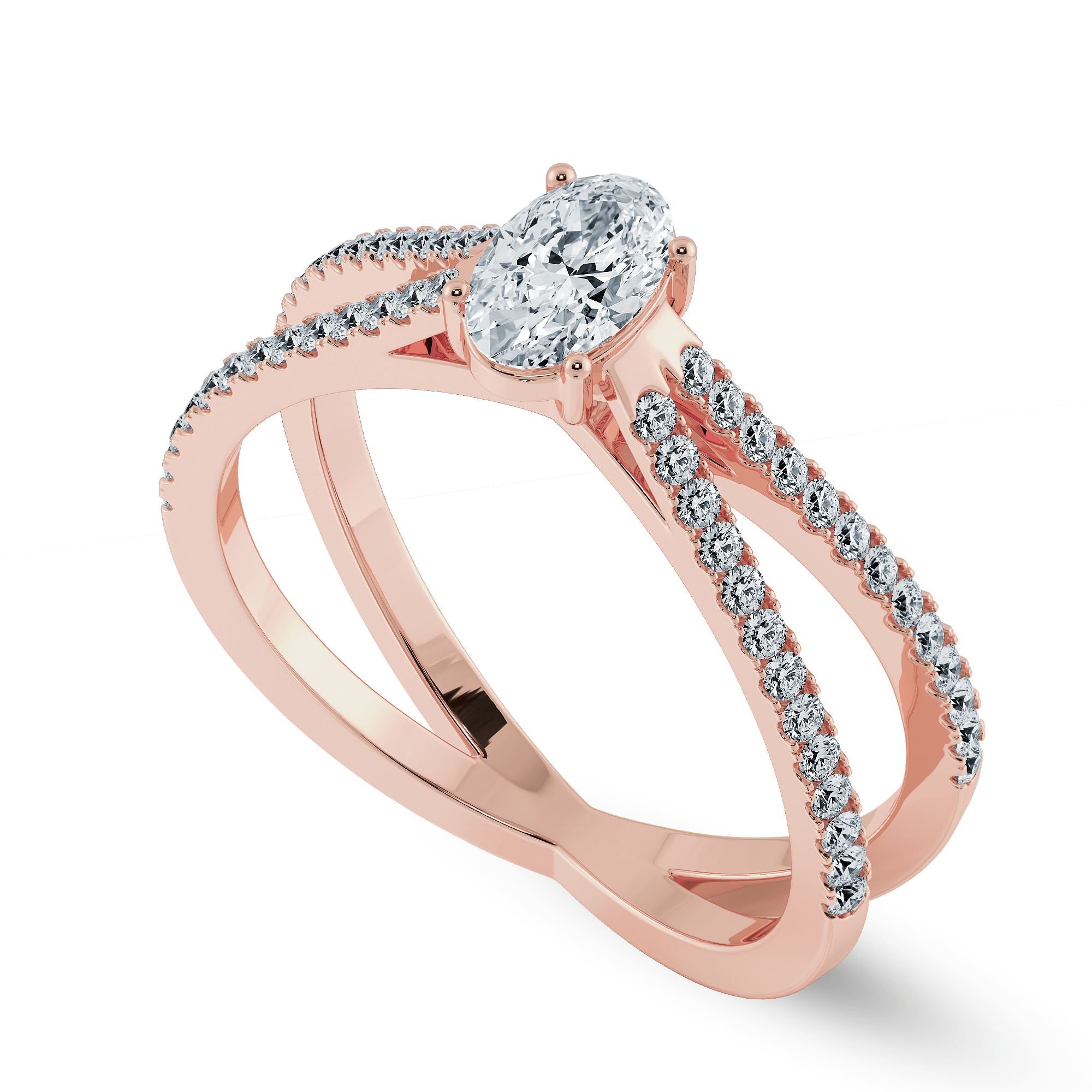 Rose gold oval solitaire on sale ring