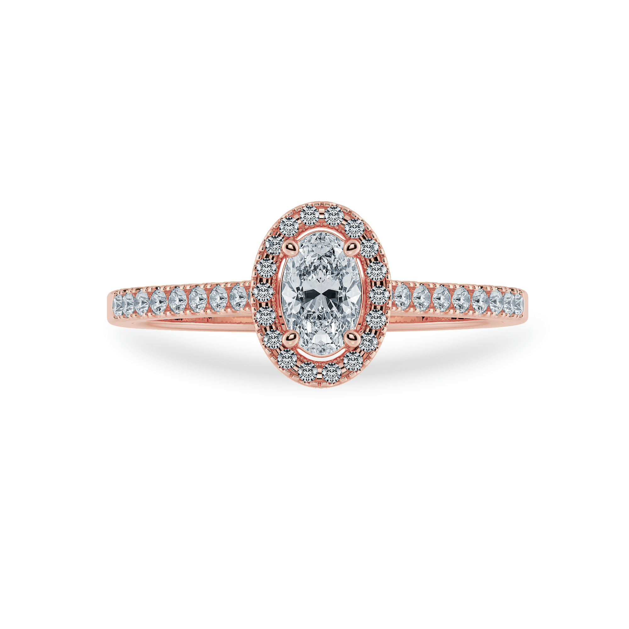 Jewelove™ Rings Women's Band only / VS I 0.70cts. Oval Cut Solitaire Halo Diamond Shank 18K Rose Gold Ring JL AU 1199R-B