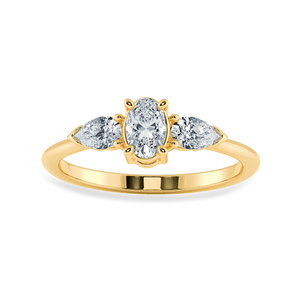 Jewelove™ Rings Women's Band only / VS I 0.70cts. Oval Cut Solitaire with Pear Cut Diamond Accents 18K Yellow Gold Ring JL AU 1206Y-B