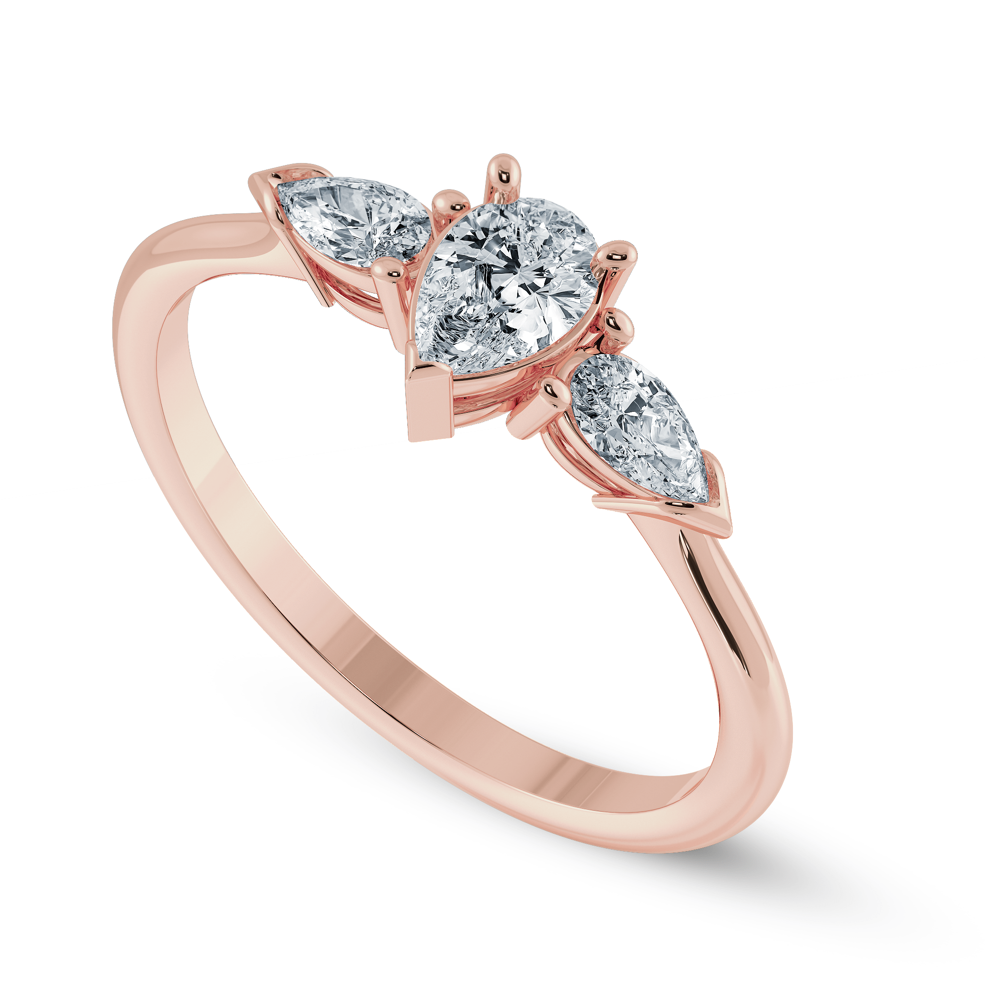 Jewelove™ Rings Women's Band only / VS I 0.70cts. Pear Cut Solitaire Diamond Accents 18K Rose Gold Ring JL AU 1207R-B