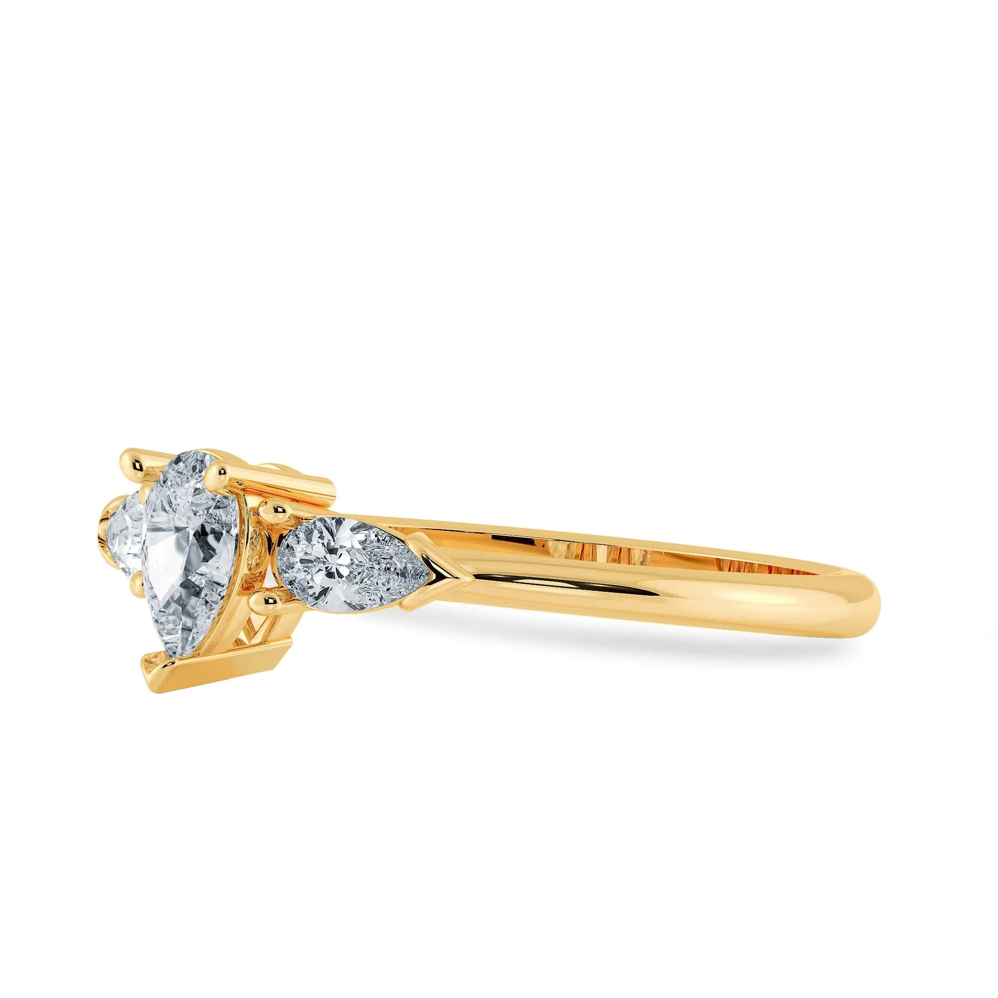 Jewelove™ Rings Women's Band only / VS I 0.70cts. Pear Cut Solitaire Diamond Accents 18K Yellow Gold Ring JL AU 1207Y-B