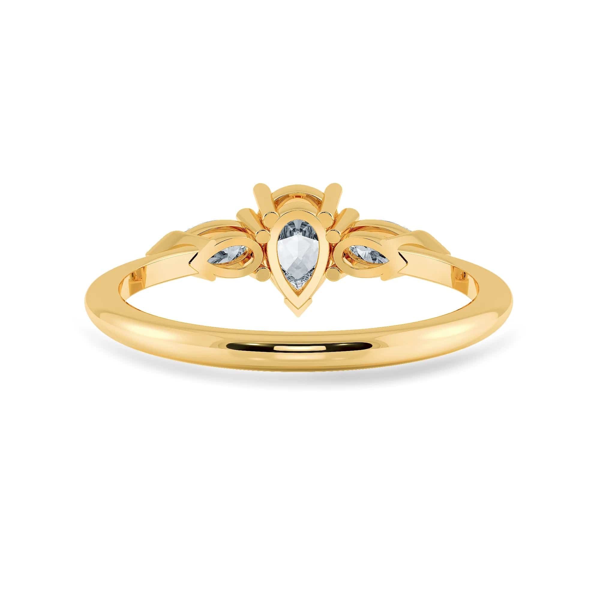 Jewelove™ Rings Women's Band only / VS I 0.70cts. Pear Cut Solitaire Diamond Accents 18K Yellow Gold Ring JL AU 1207Y-B