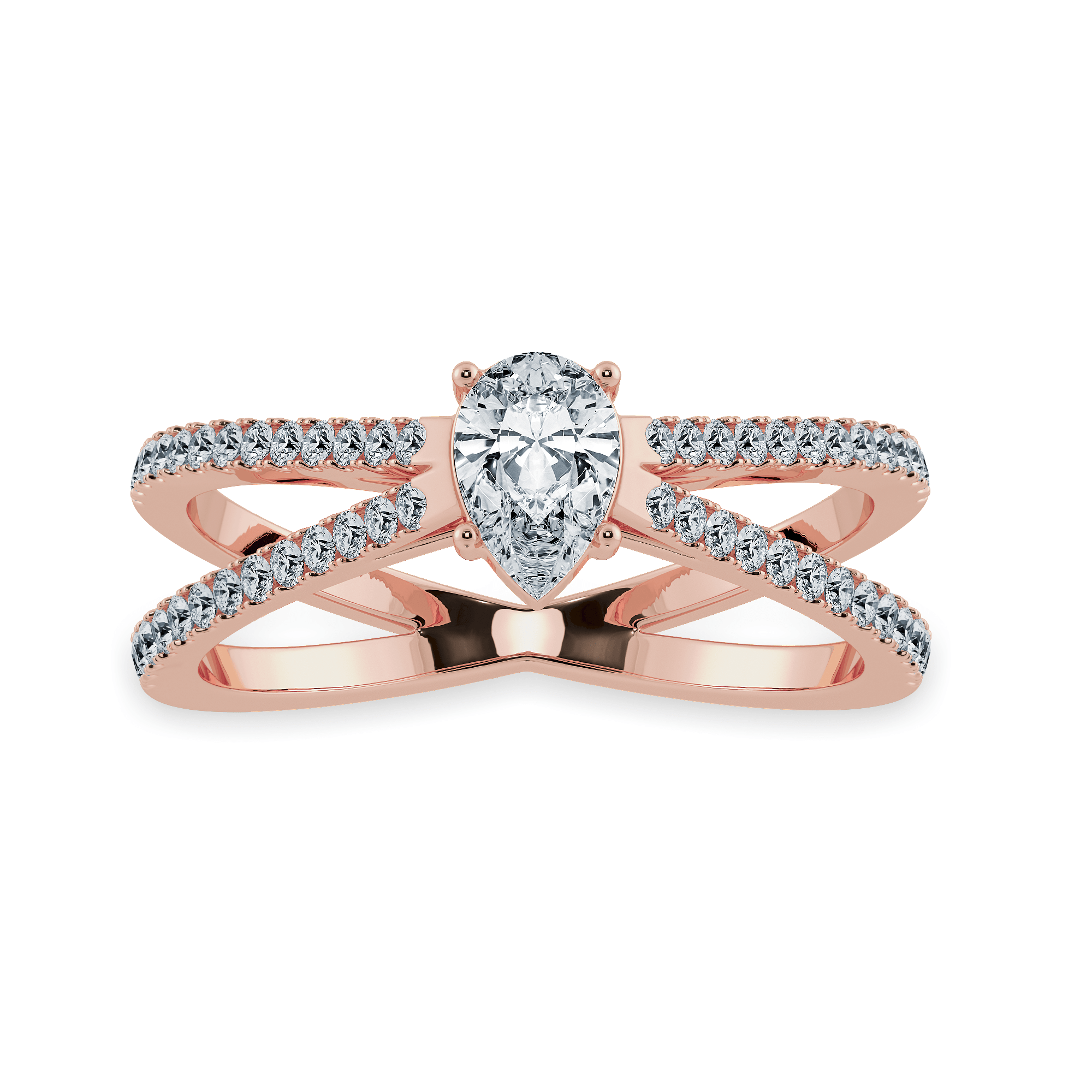 Jewelove™ Rings Women's Band only / VS I 0.70cts. Pear Cut Solitaire Diamond Split Shank 18K Rose Gold Ring JL AU 1175R-B