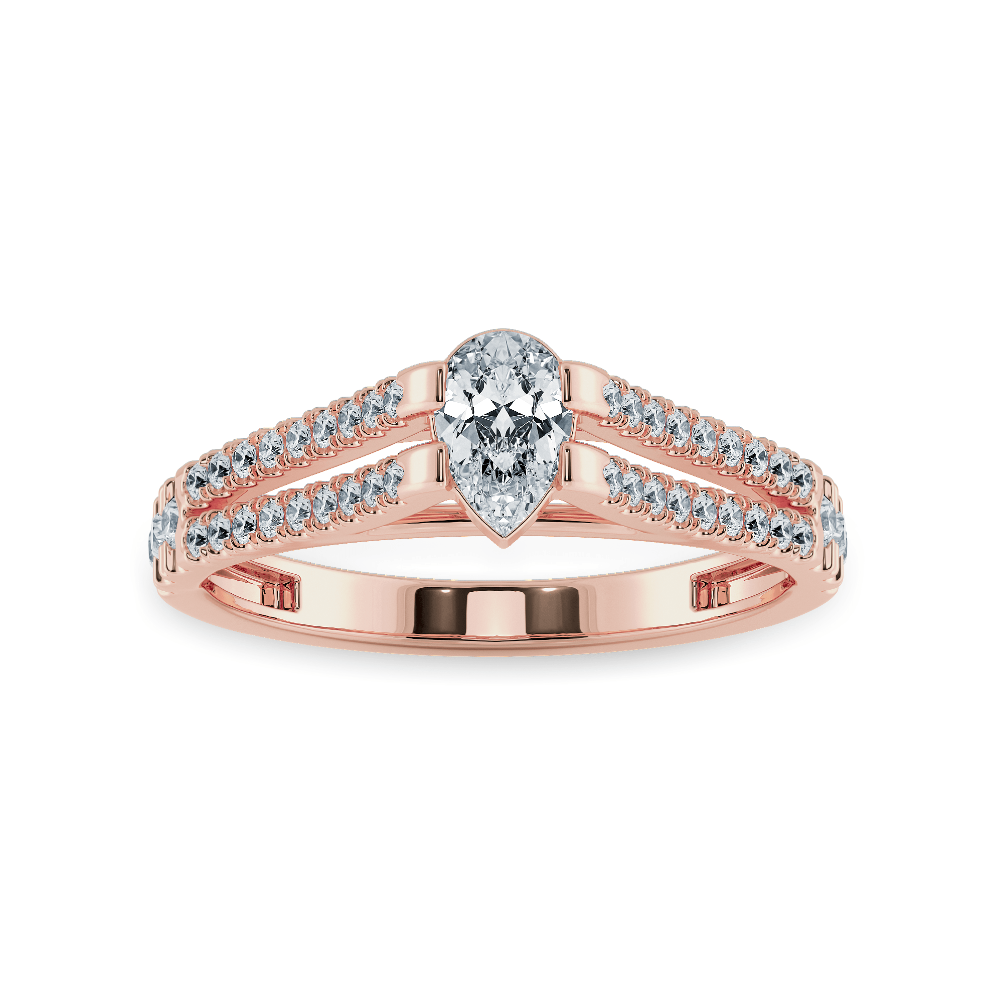 Jewelove™ Rings Women's Band only / VS I 0.70cts. Pear Cut Solitaire Diamond Split Shank 18K Rose Gold Ring JL AU 1183R-B