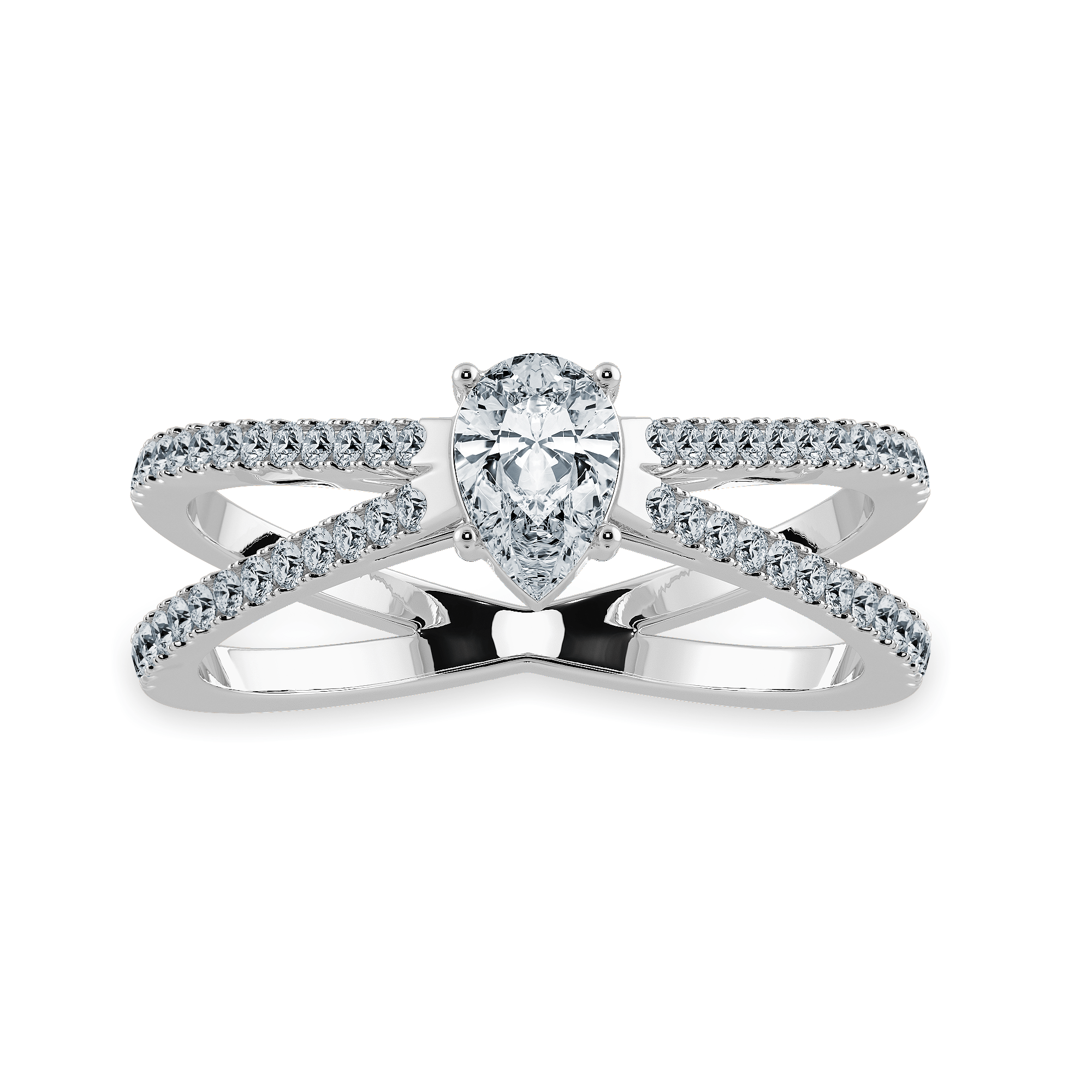 Jewelove™ Rings I VS / Women's Band only 0.70cts Pear Cut Solitaire Diamond Split Shank Platinum Ring JL PT 1175-B