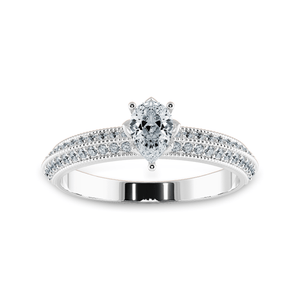 Jewelove™ Rings I VS / Women's Band only 0.70cts Pear Cut Solitaire Diamond Split Shank Platinum Ring JL PT 1191-B