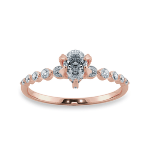 Jewelove™ Rings Women's Band only / VS I 0.70cts. Pear Cut Solitaire Halo Diamond Accents 18K Rose Gold Ring JL AU 2009R-B