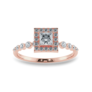 Jewelove™ Rings Women's Band only / VS I 0.70cts. Princess Cut Solitaire Halo Diamond Accents 18K Rose Gold Ring JL AU 2003R-B