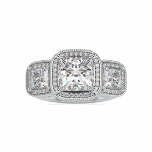 Jewelove™ Rings Women's Band only / VS J 0.70cts. Princess Cut Solitaire Platinum Double Halo Engagement Ring JL PT 0038