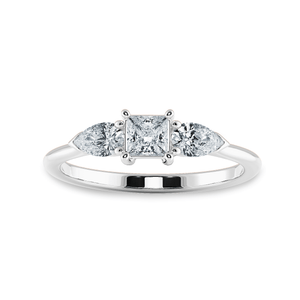 Jewelove™ Rings I VS / Women's Band only 0.70cts Princess Cut Solitaire with Pear Cut Diamond Accents Shank Platinum Ring JL PT 2021-B