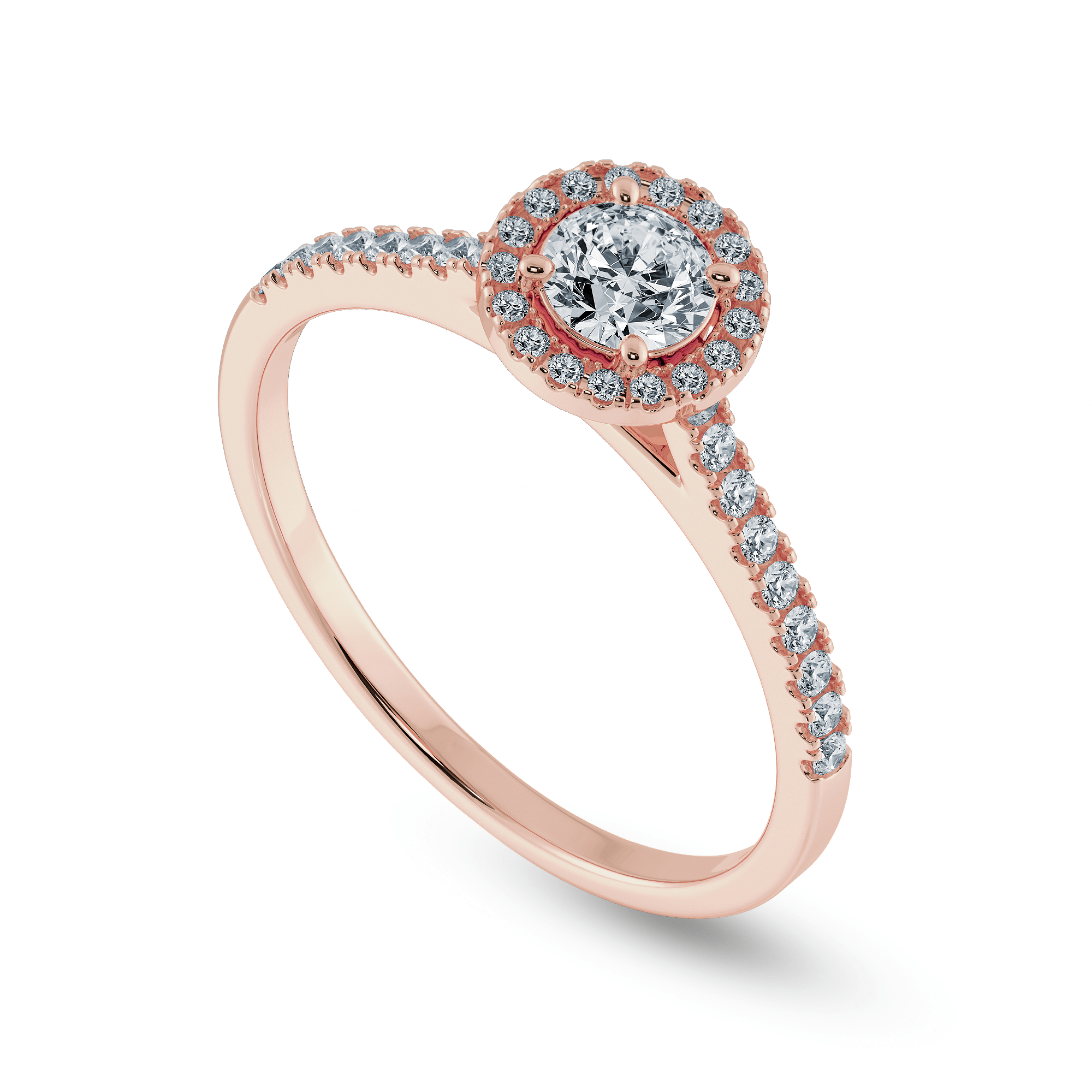 Jewelove™ Rings Women's Band only / VS J 0.70cts. Solitaire Diamond Halo Shank 18K Rose Gold Ring JL AU 1193R-B