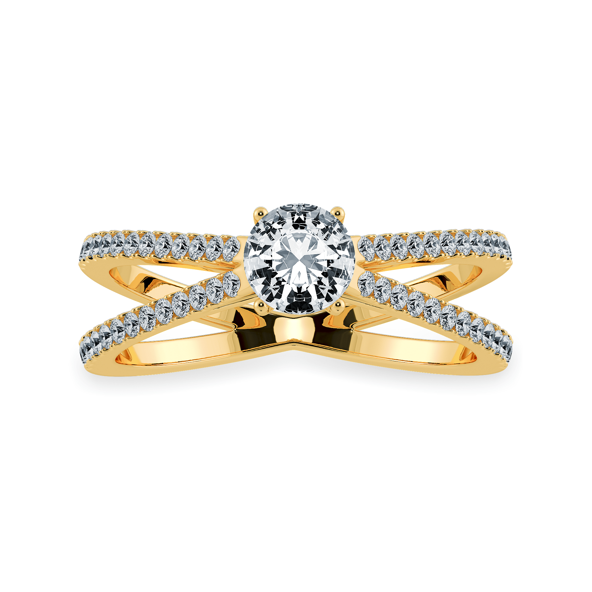 Jewelove™ Rings Women's Band only / VS J 0.70cts. Solitaire Diamond Split Shank 18K Yellow Gold Ring JL AU 1169Y-B