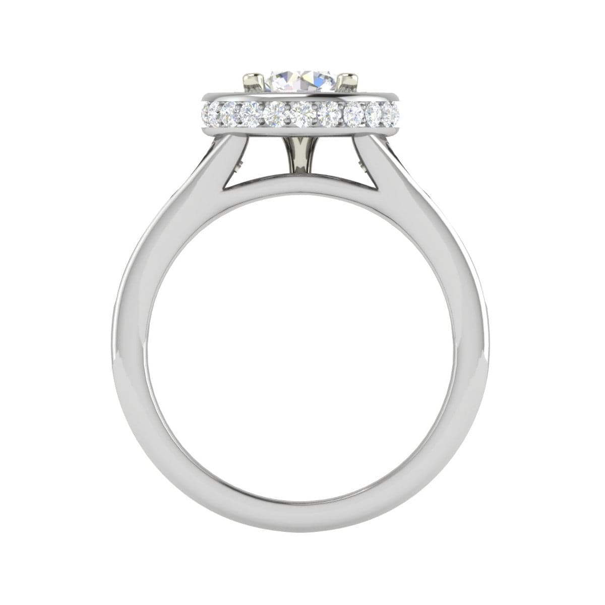 Jewelove™ Rings J VS / Women's Band only 0.70cts Solitaire Double Halo Diamond Split Shank Platinum Ring JL PT RH RD 154