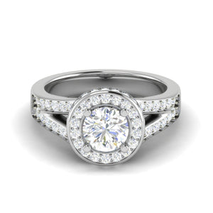 Jewelove™ Rings J VS / Women's Band only 0.70cts Solitaire Double Halo Diamond Split Shank Platinum Ring JL PT RH RD 154