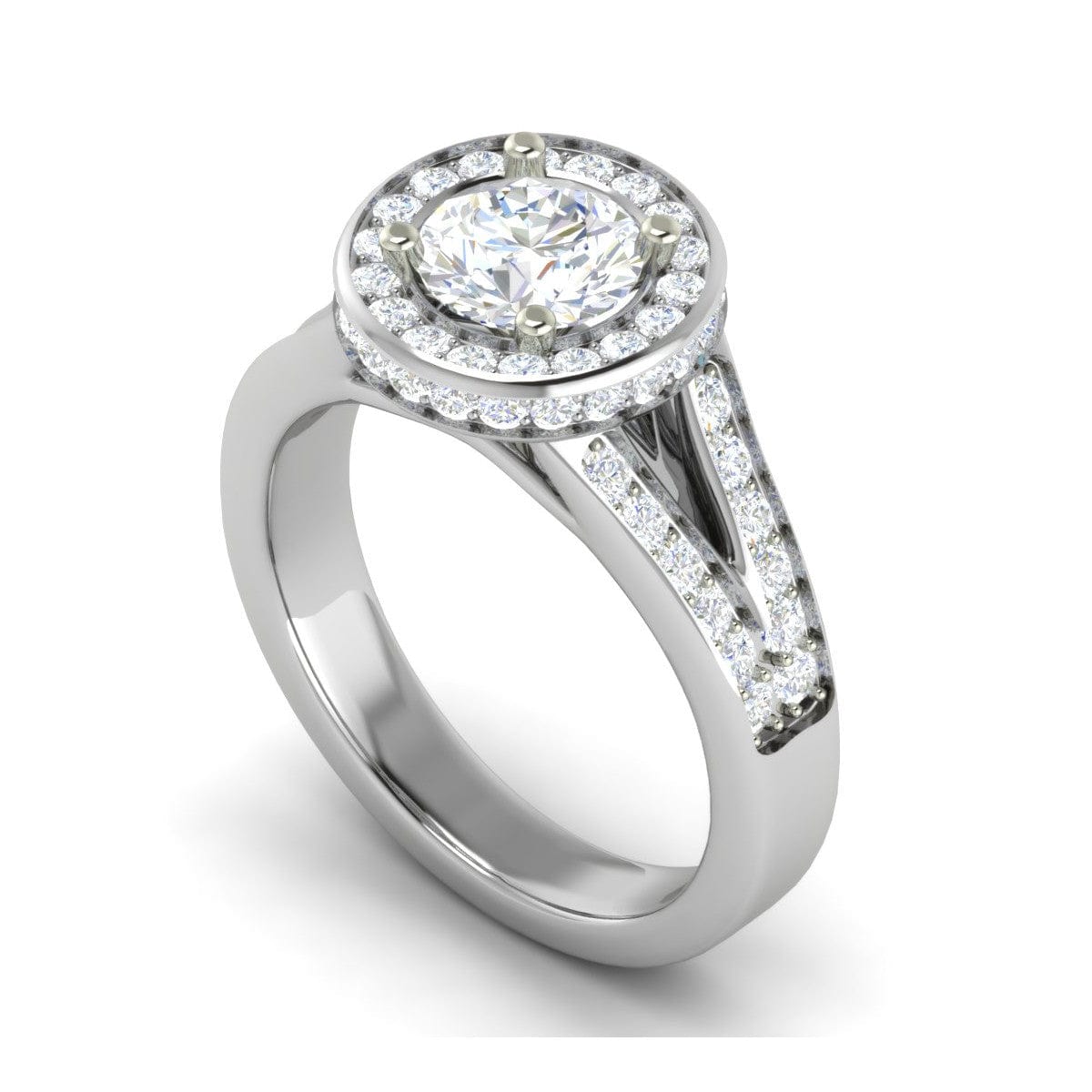 Jewelove™ Rings J VS / Women's Band only 0.70cts Solitaire Double Halo Diamond Split Shank Platinum Ring JL PT RH RD 154