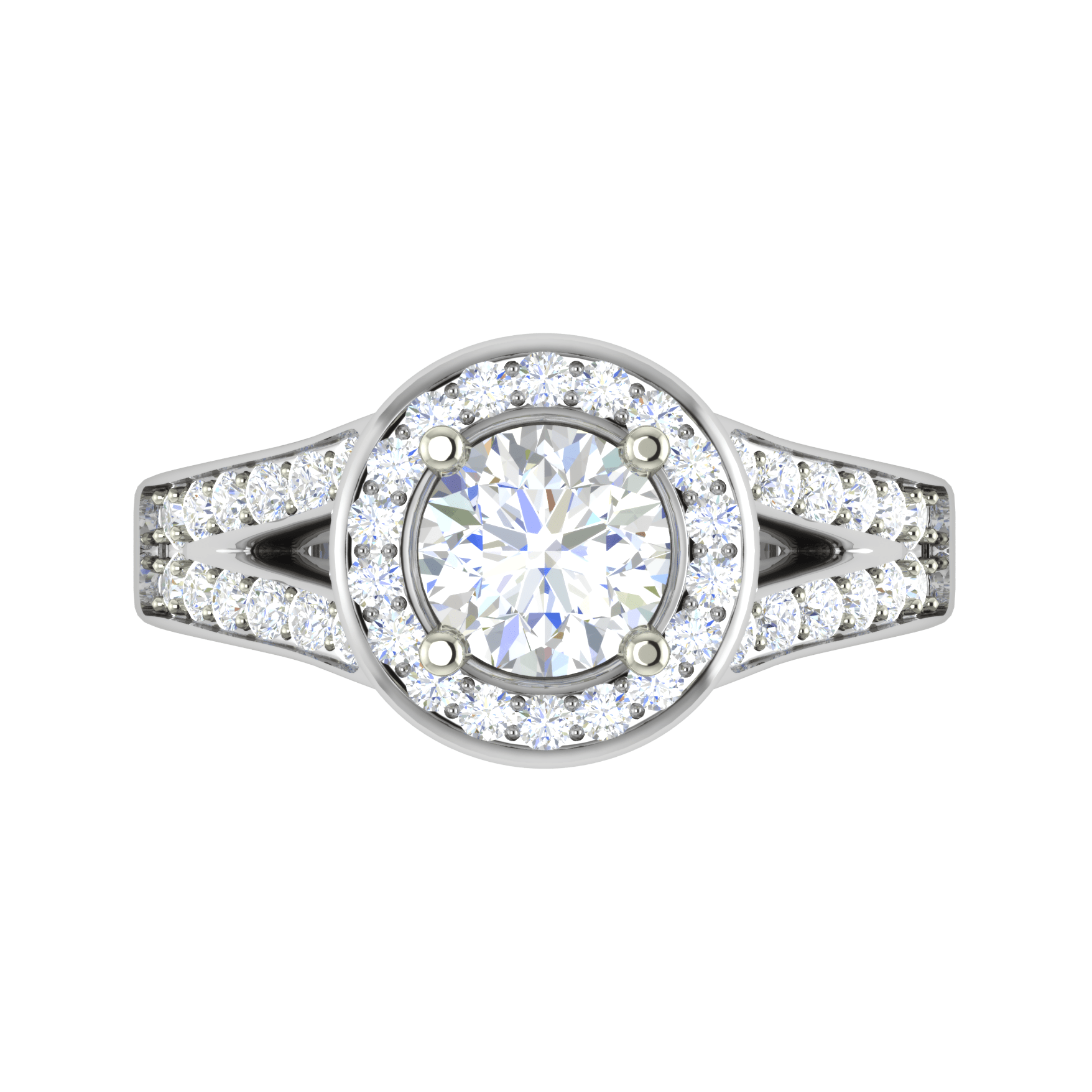 Jewelove™ Rings J VS / Women's Band only 0.70cts Solitaire Double Halo Diamond Split Shank Platinum Ring JL PT RH RD 154