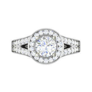 Jewelove™ Rings J VS / Women's Band only 0.70cts Solitaire Double Halo Diamond Split Shank Platinum Ring JL PT RH RD 154