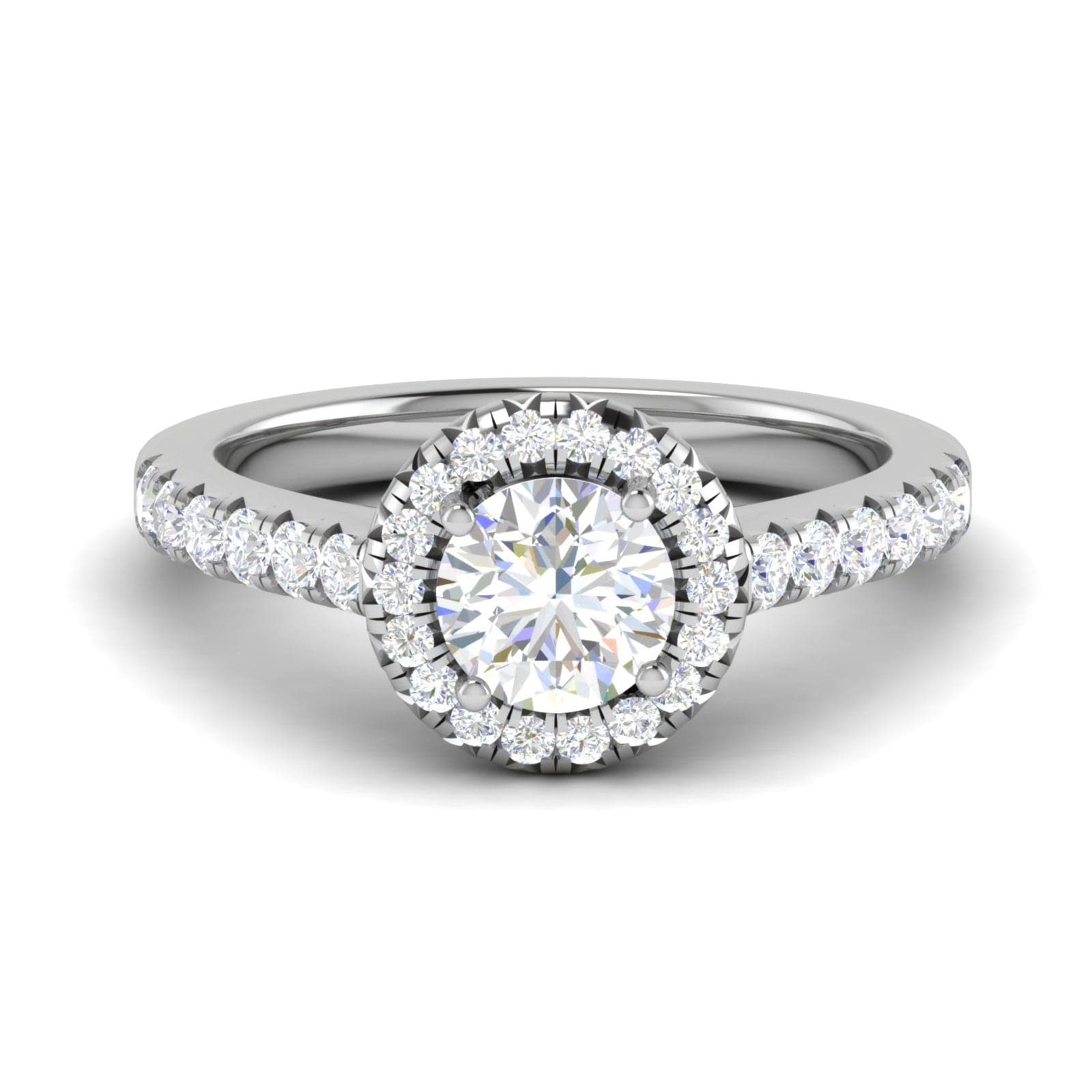 Jewelove™ Rings J VS / Women's Band only 0.70cts Solitaire Halo Diamond Shank Platinum Diamond Ring JL PT RH RD 161