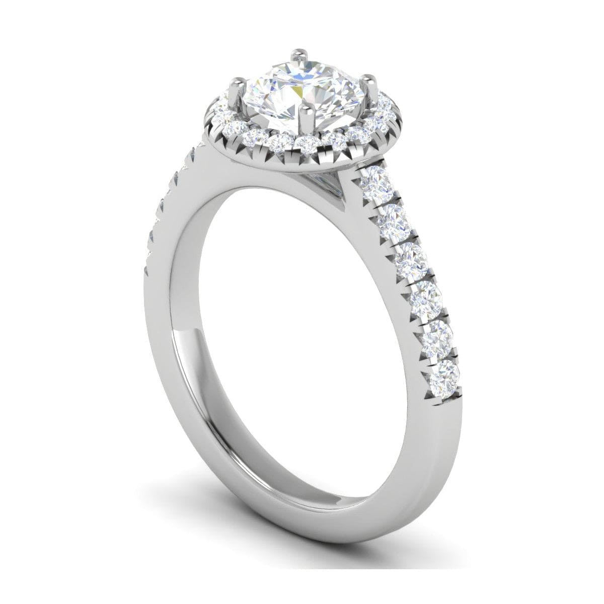 Jewelove™ Rings J VS / Women's Band only 0.70cts Solitaire Halo Diamond Shank Platinum Diamond Ring JL PT RH RD 161