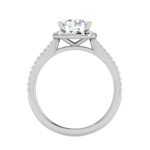 Jewelove™ Rings VS J / Women's Band only 0.70cts Solitaire Halo Diamond Shank Platinum Ring JL PT REHS1480