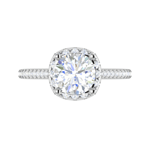 Jewelove™ Rings VS J / Women's Band only 0.70cts Solitaire Halo Diamond Shank Platinum Ring JL PT REHS1480