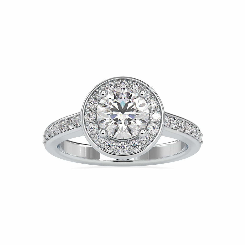 Jewelove™ Rings Women's Band only / VS J 0.70cts. Solitaire Platinum Diamond Halo Shank Engagement Ring JL PT 0070