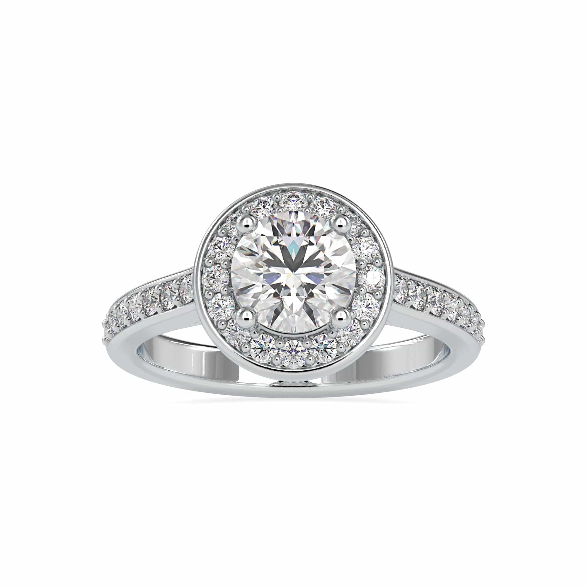 Jewelove™ Rings Women's Band only / VS J 0.70cts. Solitaire Platinum Diamond Halo Shank Engagement Ring JL PT 0070