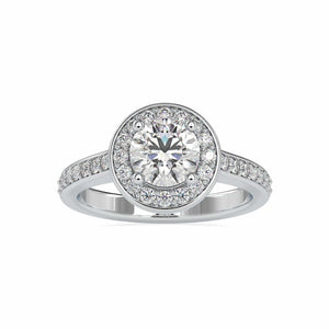 Jewelove™ Rings Women's Band only / VS J 0.70cts. Solitaire Platinum Diamond Halo Shank Engagement Ring JL PT 0070