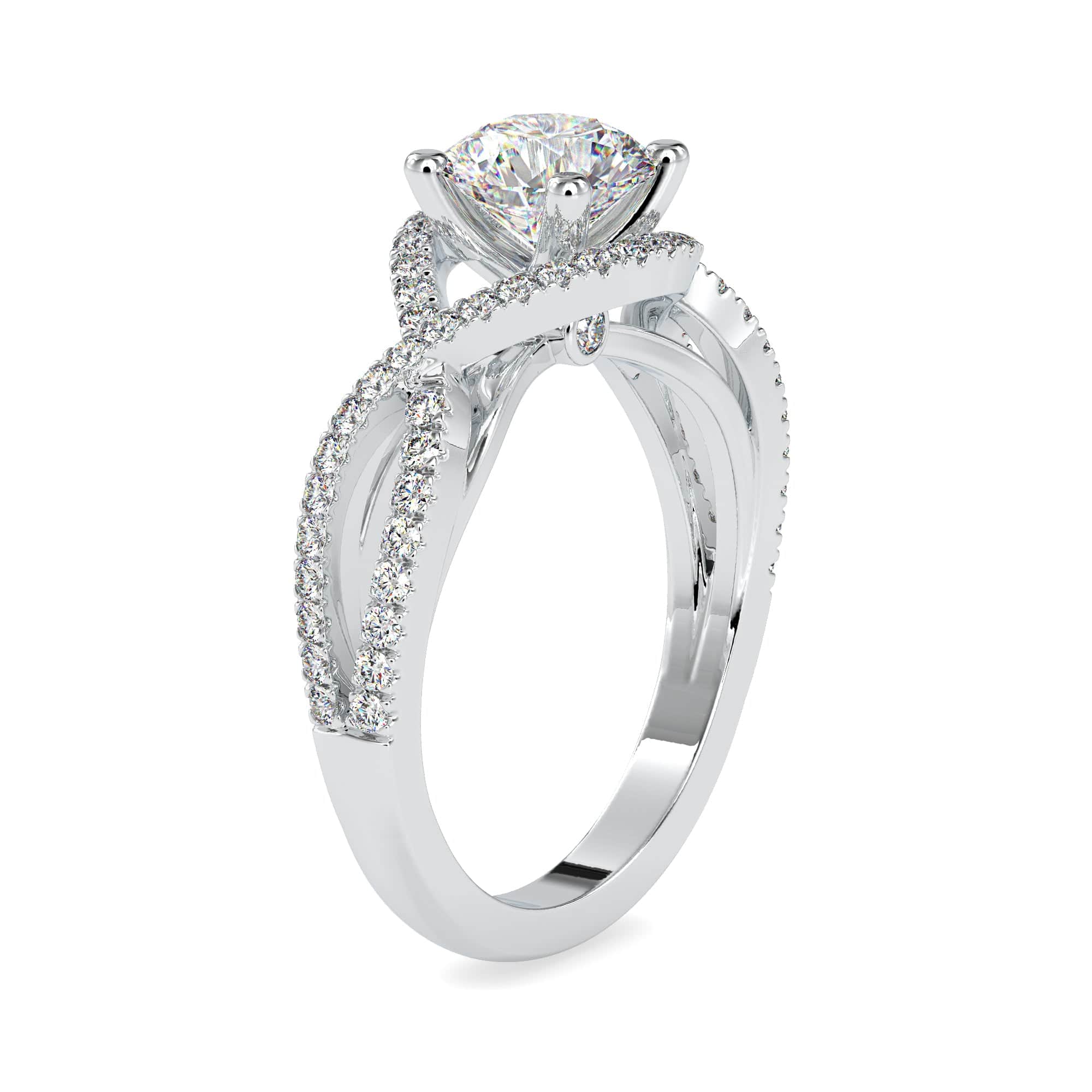 Jewelove™ Rings Women's Band only / VS J 0.70cts. Solitaire Platinum Diamond Halo Twisted Shank Engagement Ring JL PT 0118