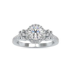 Jewelove™ Rings Women's Band only / VS J 0.70cts. Solitaire Platinum Halo Diamond Shank Engagement Ring JL PT 0047