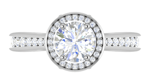 Jewelove™ Rings VS J / Women's Band only 0.70cts Solitaire Platinum Halo Diamond Shank Ring JL PT RH RD 125