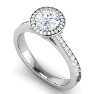 Jewelove™ Rings VS J / Women's Band only 0.70cts Solitaire Platinum Halo Diamond Shank Ring JL PT RH RD 125