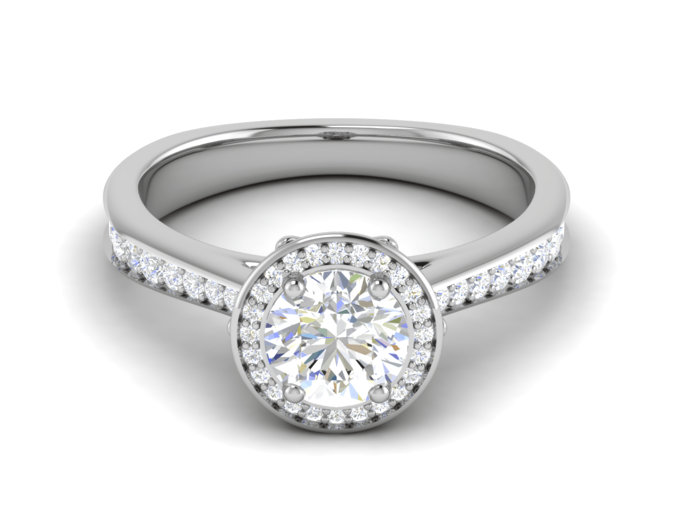 Jewelove™ Rings VS J / Women's Band only 0.70cts Solitaire Platinum Halo Diamond Shank Ring JL PT RH RD 125