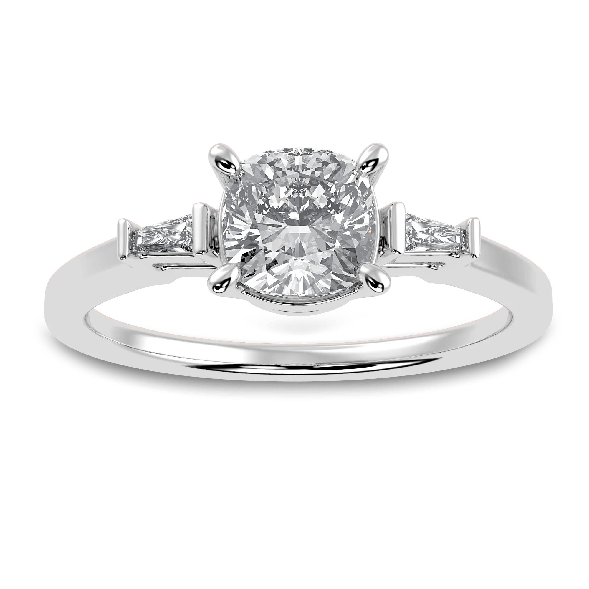 Jewelove™ Rings J VS / Women's Band only 0.70cts Solitaire with Baguette Diamond Accents Platinum Ring JL PT 1209-B