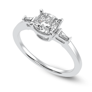 Jewelove™ Rings J VS / Women's Band only 0.70cts Solitaire with Baguette Diamond Accents Platinum Ring JL PT 1209-B