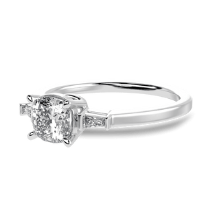 Jewelove™ Rings J VS / Women's Band only 0.70cts Solitaire with Baguette Diamond Accents Platinum Ring JL PT 1209-B