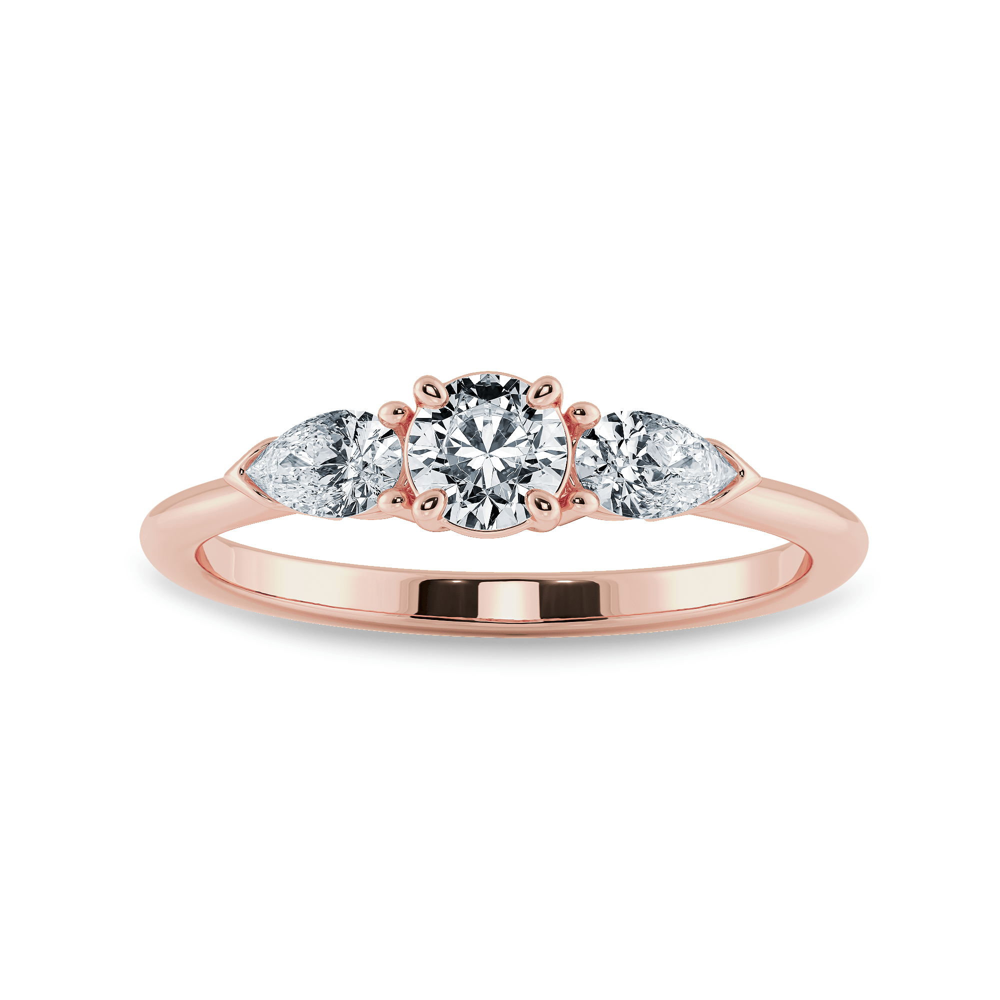 Jewelove™ Rings Women's Band only / VS J 0.70cts. Solitaire with Pear Cut Accents Diamond 18K Rose Gold Ring JL AU 2020R-B