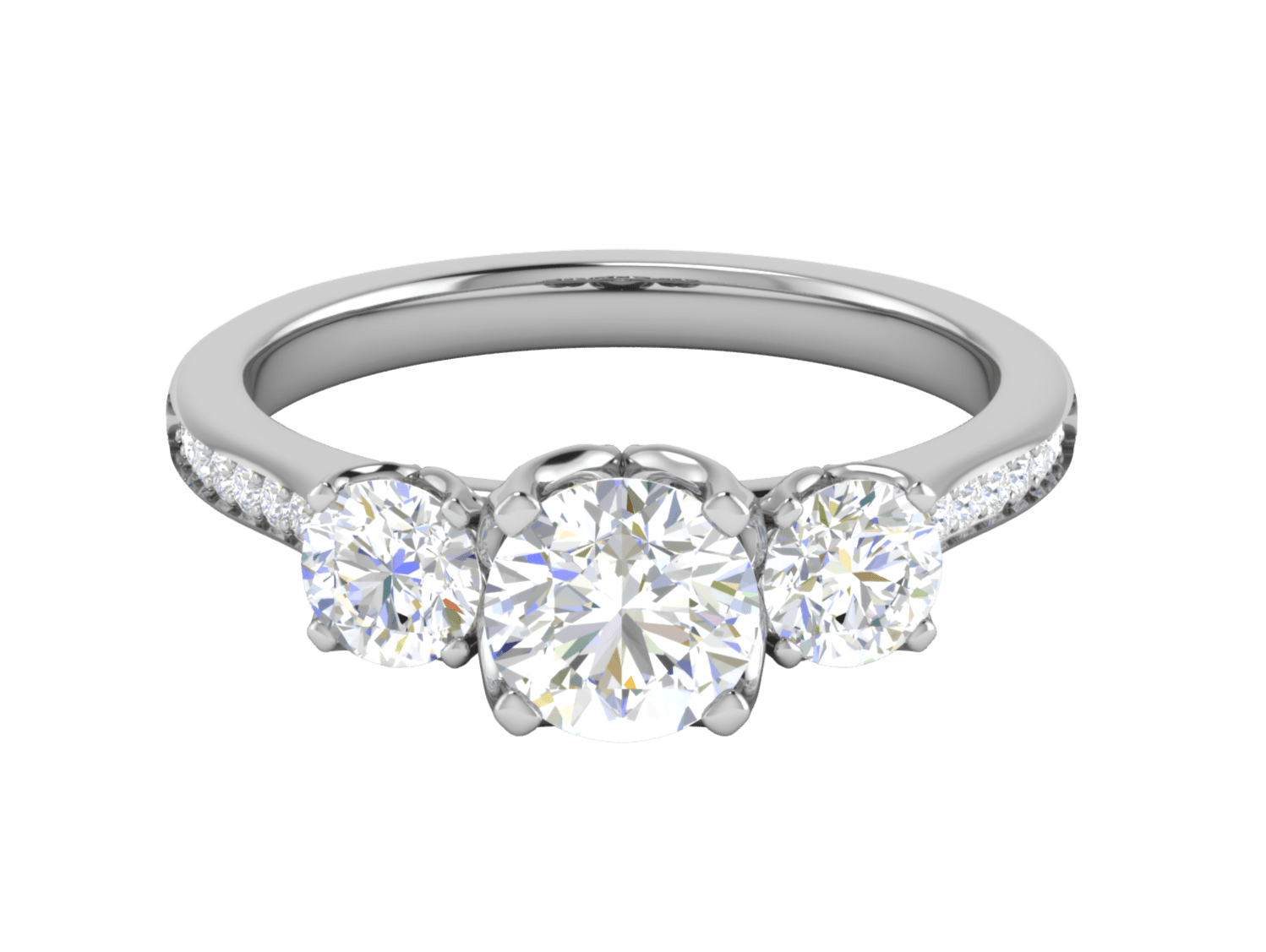 Jewelove™ Rings J VS / Women's Band only 1.00 cts Platinum Solitaire with Diamond Shank Ring JL PT R3 RD 113