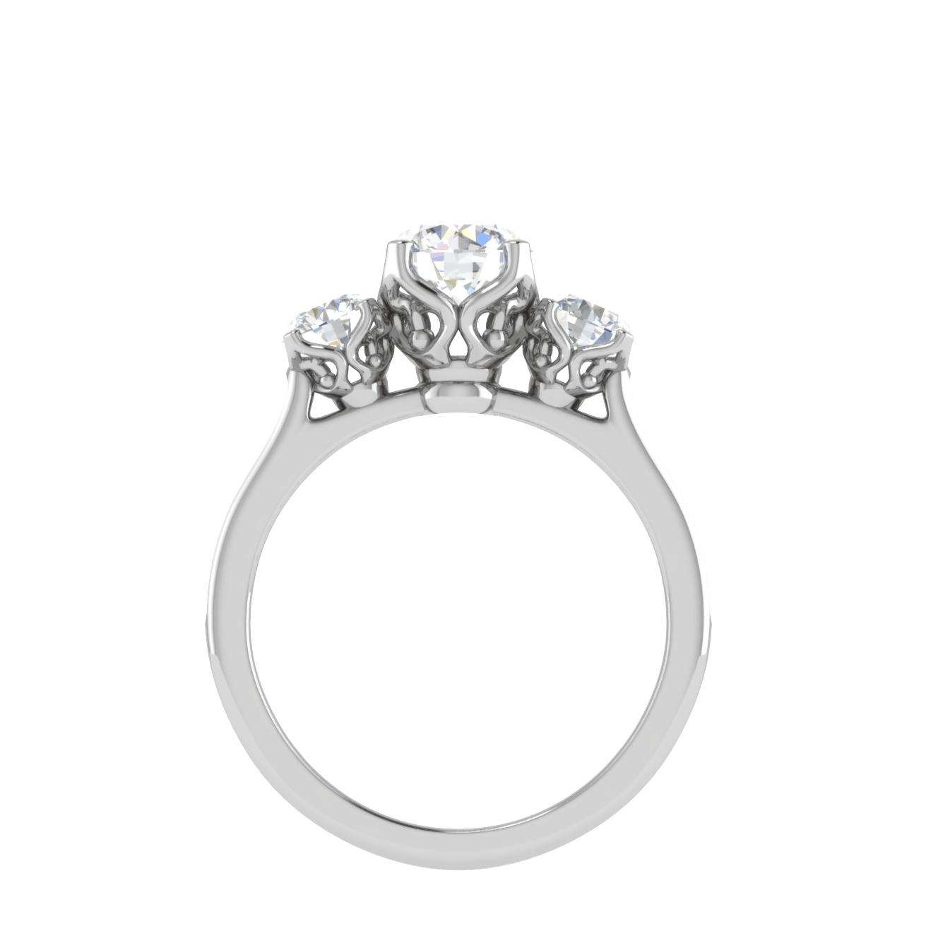 Jewelove™ Rings J VS / Women's Band only 1.00 cts Platinum Solitaire with Diamond Shank Ring JL PT R3 RD 113