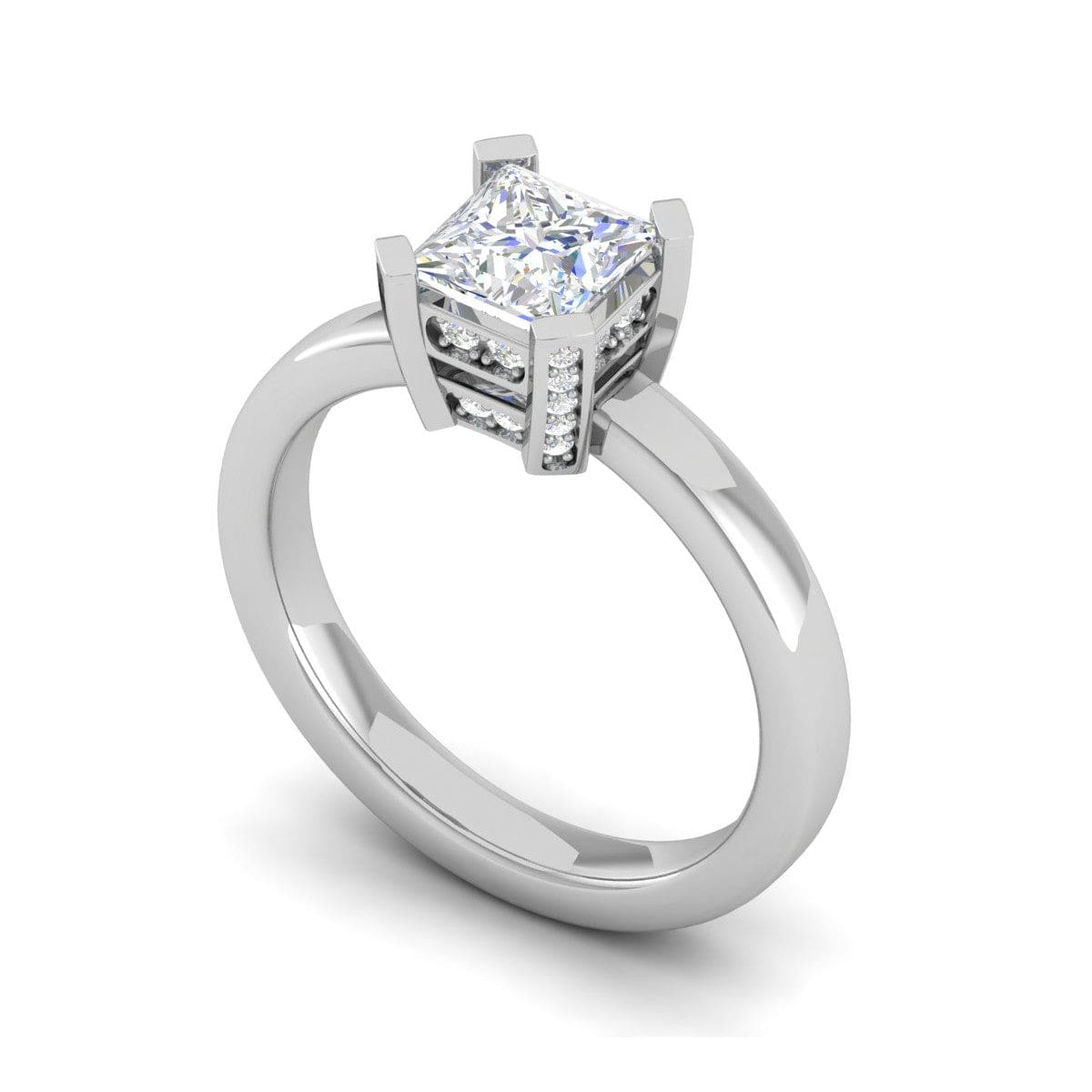 Jewelove™ Rings VS I / Women's Band only 1.00 cts Princess Cut Solitaire Platinum Diamonds Ring JL PT RS PR 131