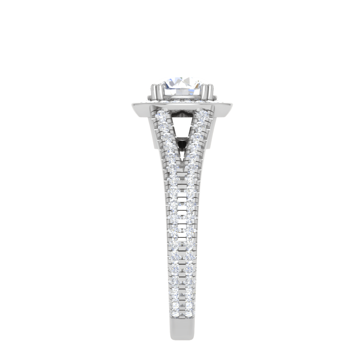 Jewelove™ J VS / Women's Band only 1.00 cts Solitaire Single Halo Diamond Split Platinum Ring JL PT RH RD 107