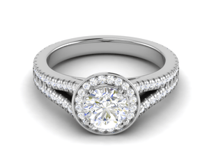 Jewelove™ J VS / Women's Band only 1.00 cts Solitaire Single Halo Diamond Split Platinum Ring JL PT RH RD 107