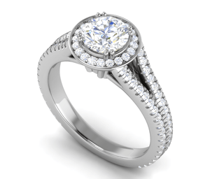 Jewelove™ J VS / Women's Band only 1.00 cts Solitaire Single Halo Diamond Split Platinum Ring JL PT RH RD 107