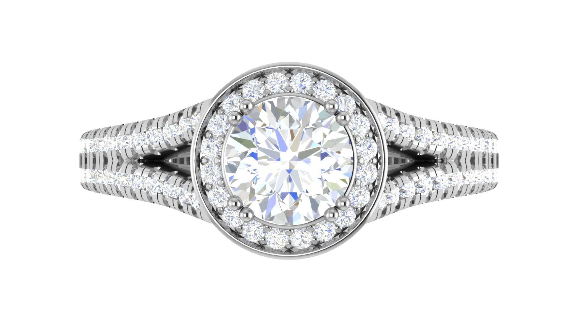 Jewelove™ J VS / Women's Band only 1.00 cts Solitaire Single Halo Diamond Split Platinum Ring JL PT RH RD 107