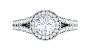 Jewelove™ J VS / Women's Band only 1.00 cts Solitaire Single Halo Diamond Split Platinum Ring JL PT RH RD 107