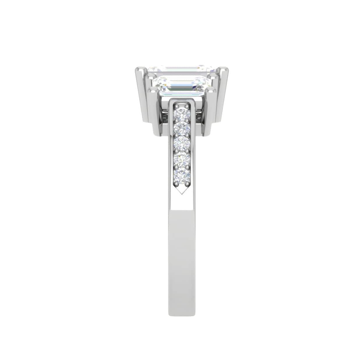 Jewelove™ Rings E VVS / Women's Band only 1.00cts. Emerald Cut Solitaire Diamond Accents Platinum Ring JL PT R3 EM 134