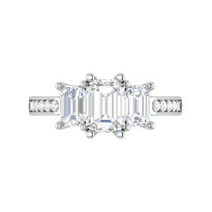 Jewelove™ Rings E VVS / Women's Band only 1.00cts. Emerald Cut Solitaire Diamond Accents Platinum Ring JL PT R3 EM 134