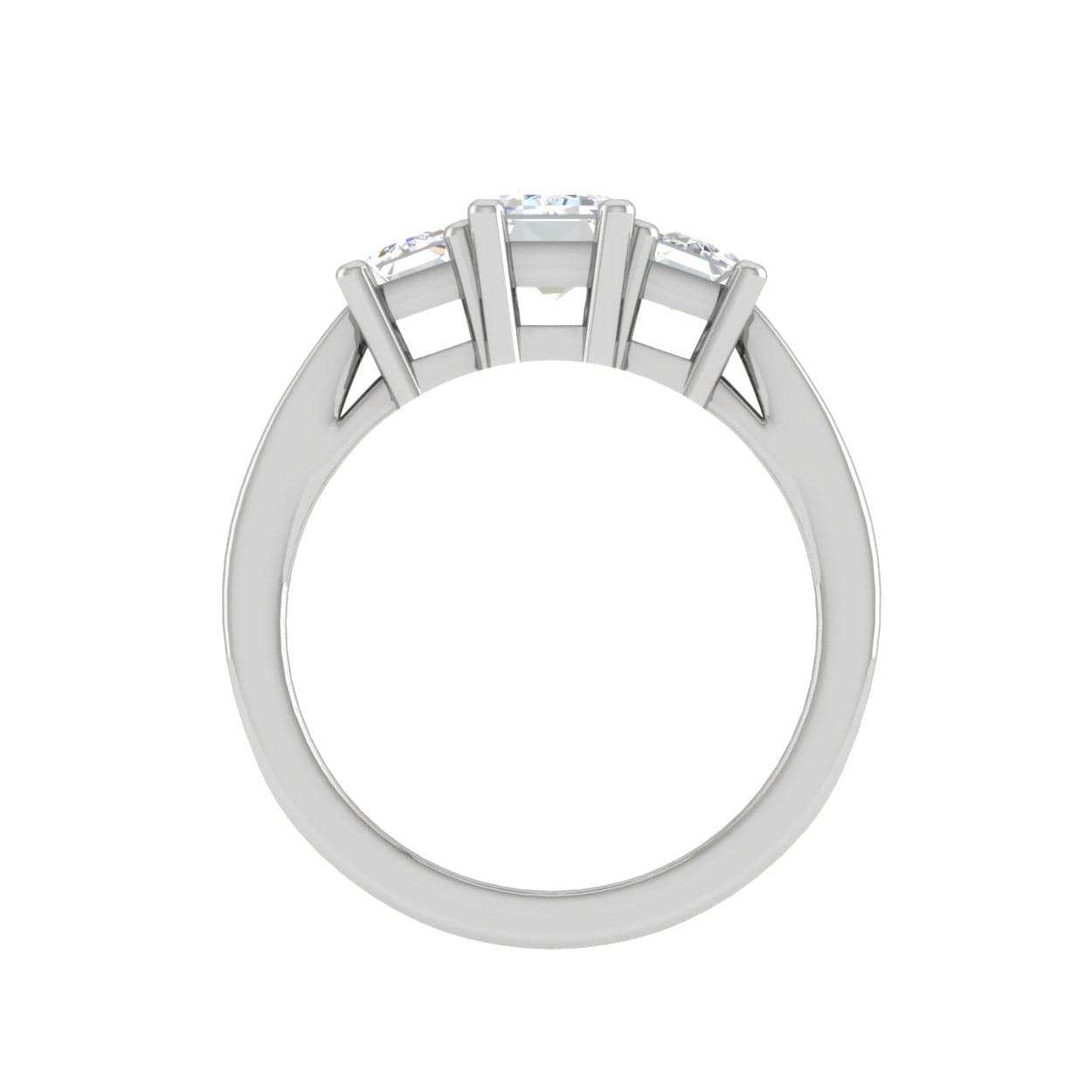 Jewelove™ Rings E VVS / Women's Band only 1.00cts. Emerald Cut Solitaire Diamond Accents Platinum Ring JL PT R3 EM 134